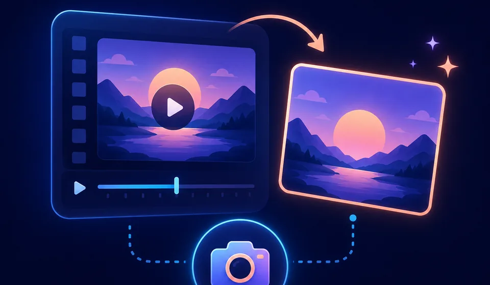 A selected video frame becoming a clean PNG thumbnail image
