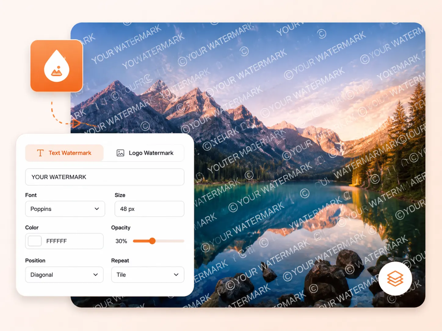 Photo with a repeated protective watermark preview